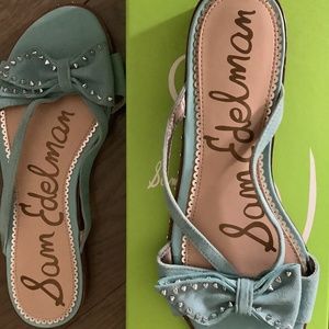 Sam Edelman Size 8.5 sky blue flip flops with bow